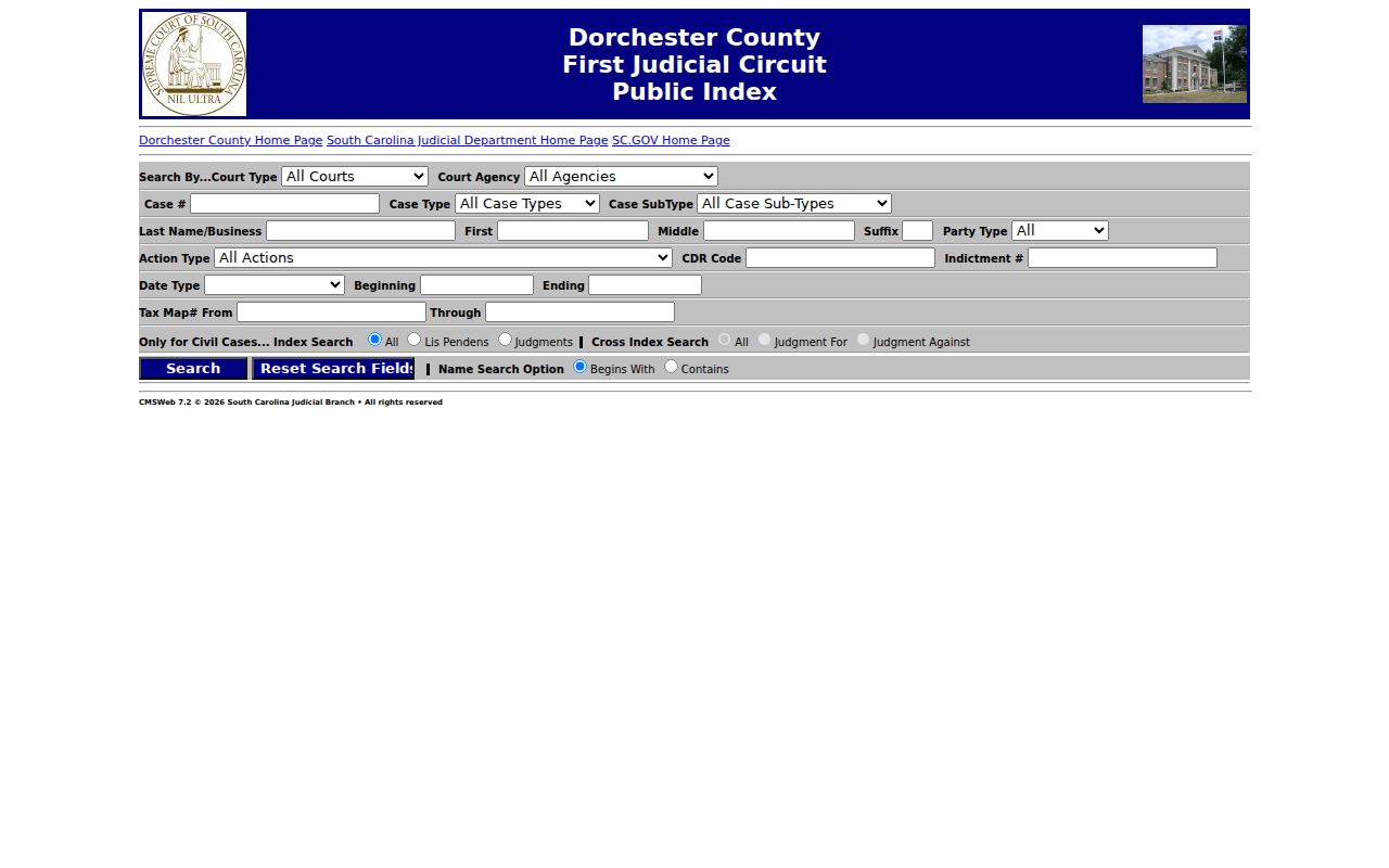 Summerville resident lookup using the Dorchester Public Index court search