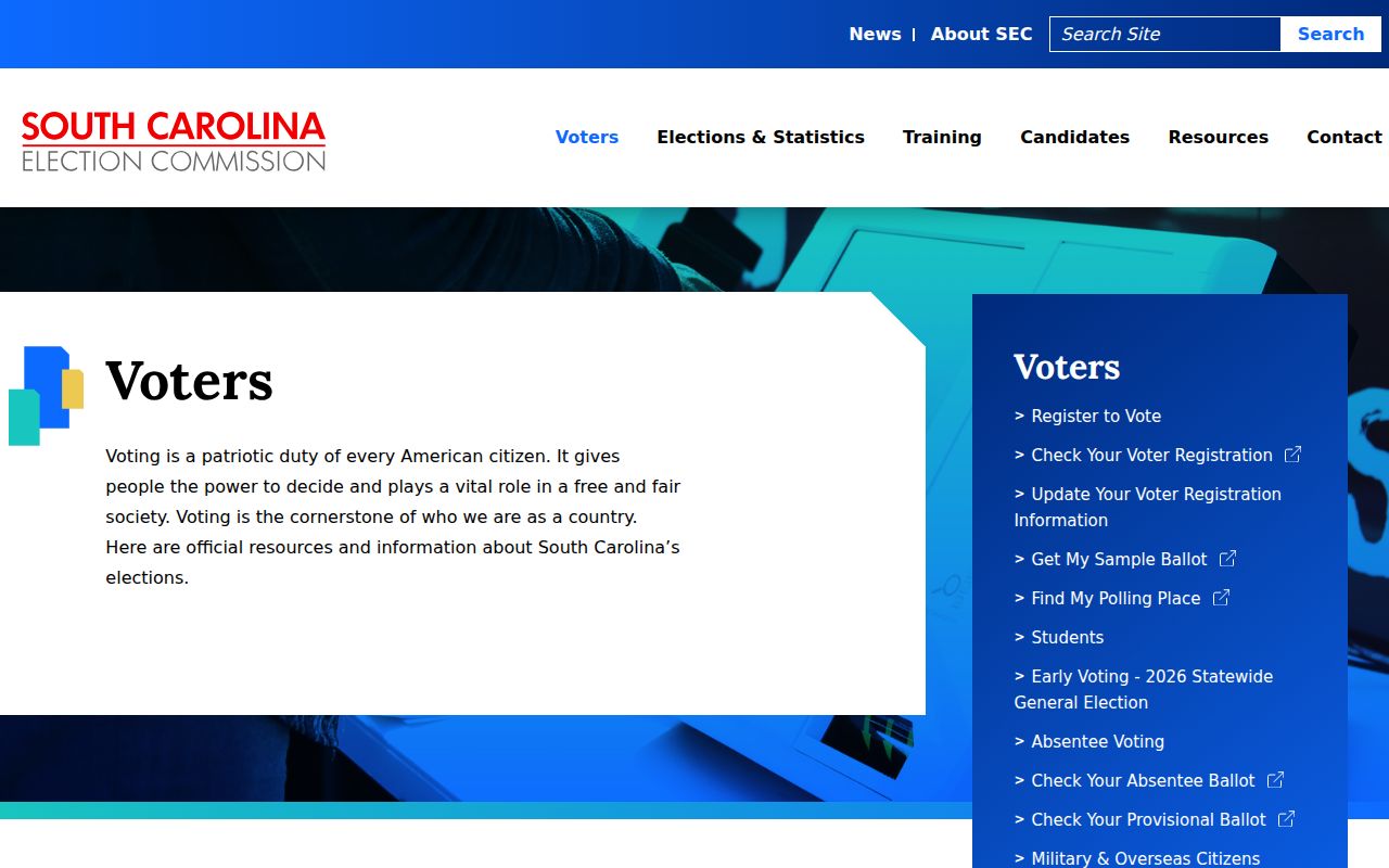 MyscVOTES voter resources page with registration-check service