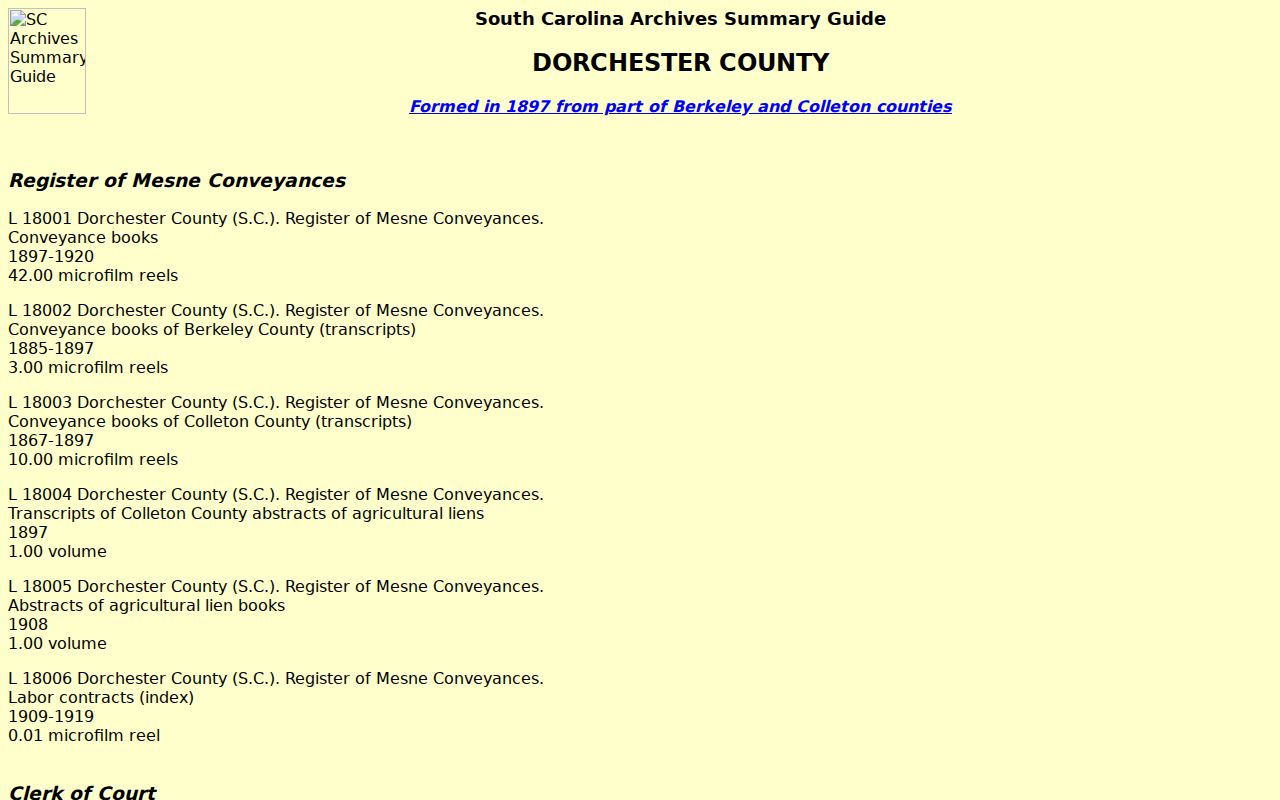 Summerville city directory family-history context in the South Carolina Archives guide